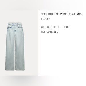 Brand new size 2 Zara Jeans light wash wide leg
